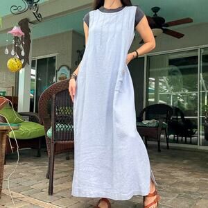 Linen Pinafore Maxi Dress